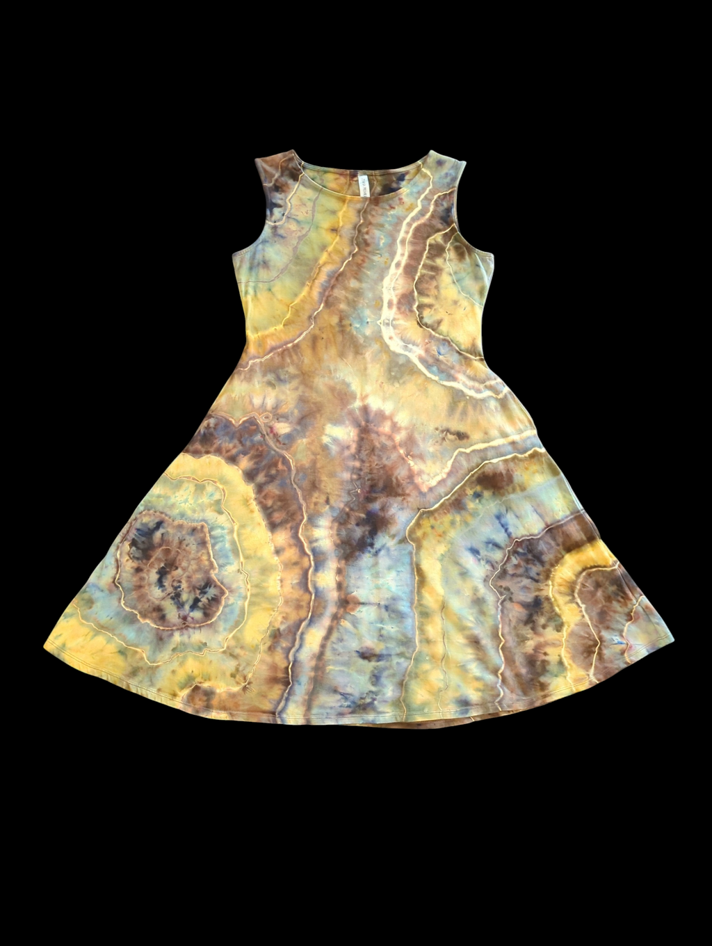 Petrified Wood Geode - Fit & Flare Sleeveless Dress - Femme Small