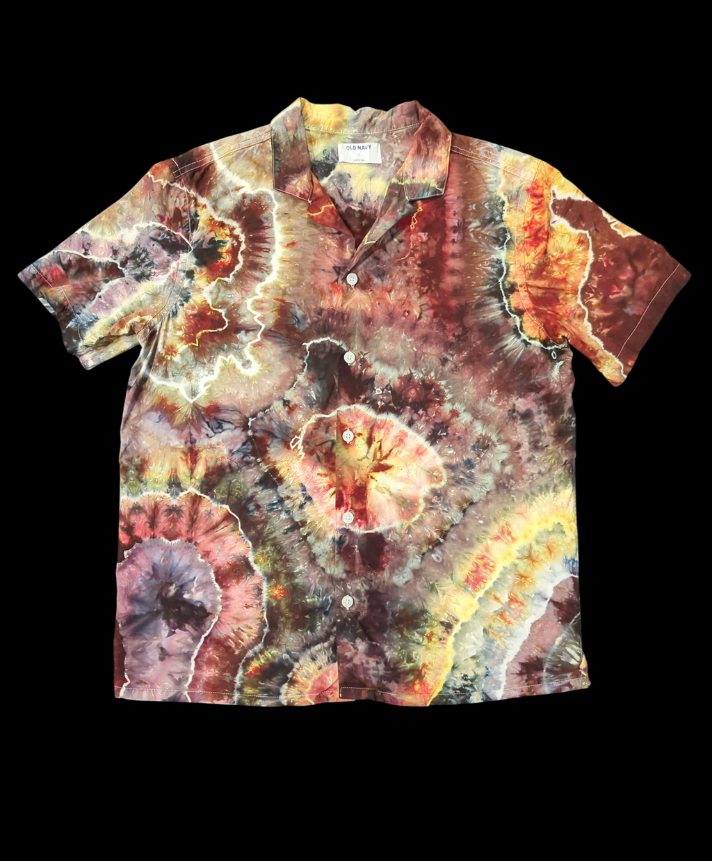 Fire Agate Geode Sun - Unisex Button Up - Medium