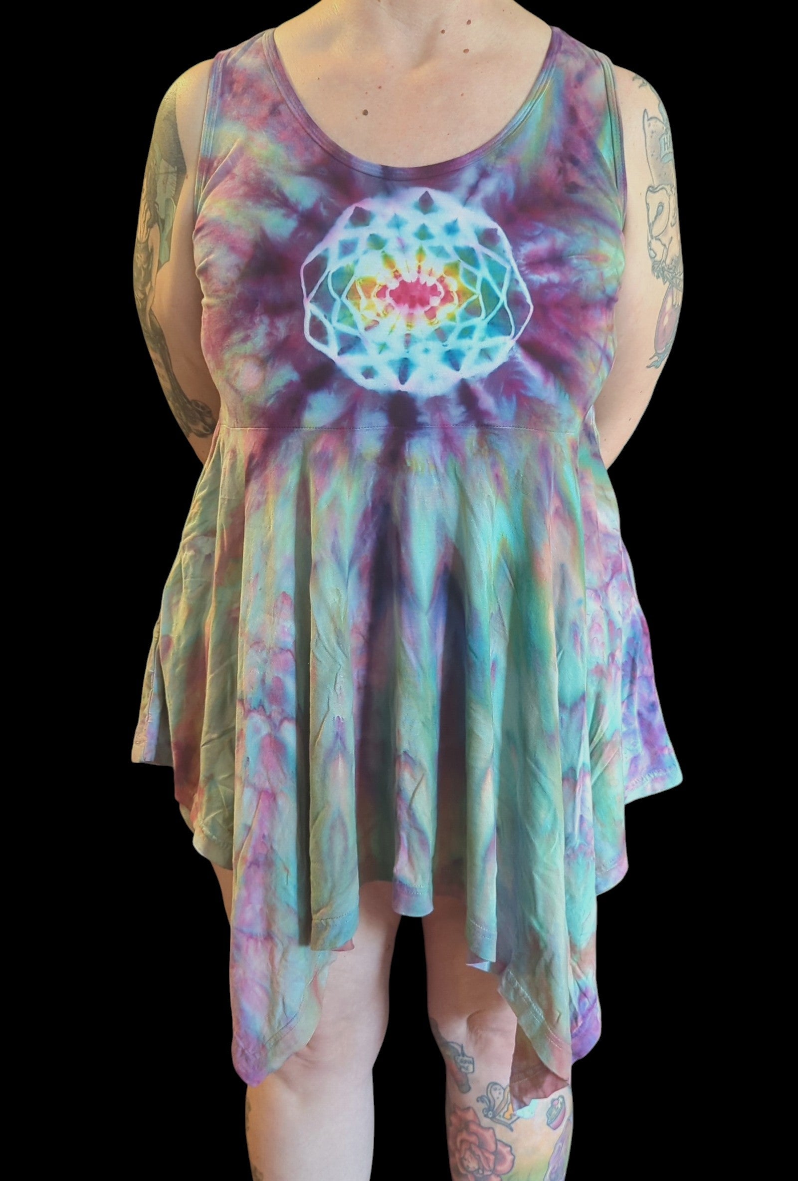 Aurora Borealis Mandala Pixie Dress - Femme Large