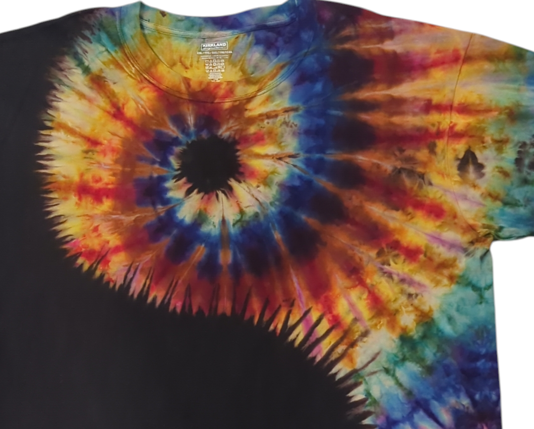 Reverse Rainbow Spiral Yin Yang - Unisex Tee - 2XL