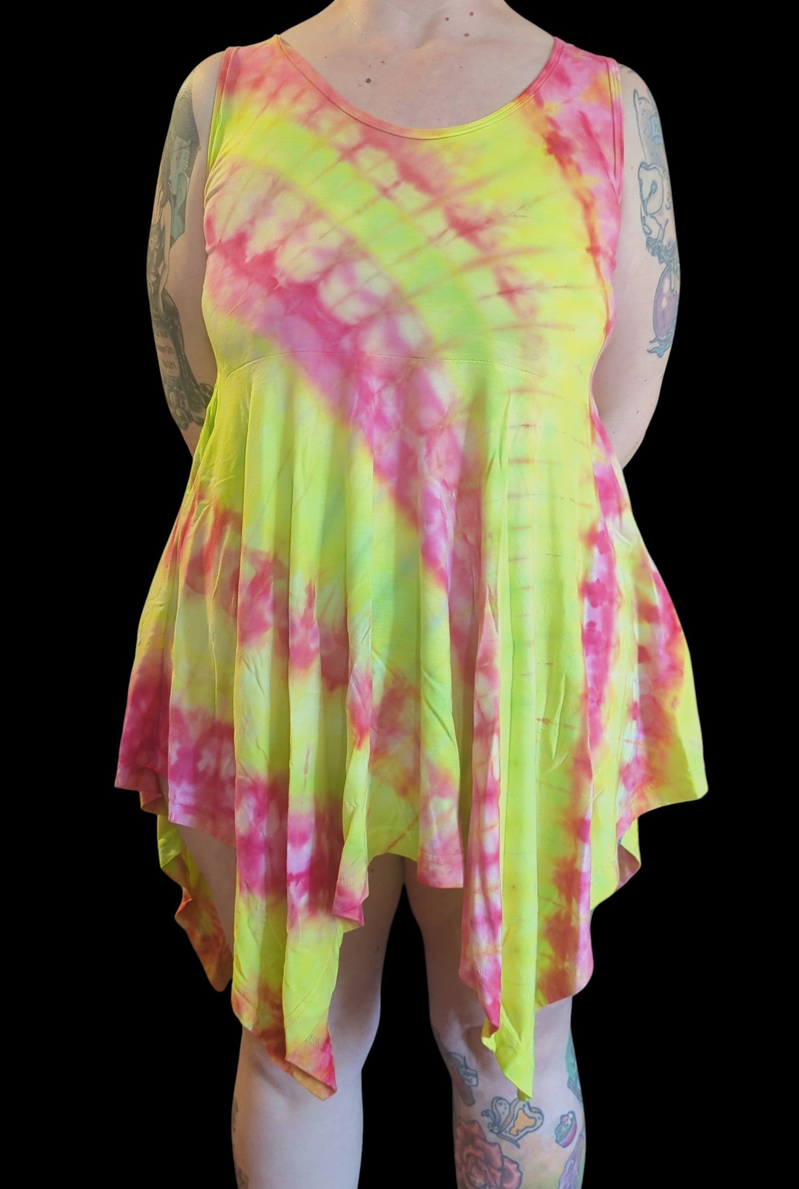 Blacklight Reactive Neon Sunrise Pixie Dress - Femme Large