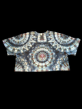Monochrome Triple Mandala - Oversized Crop Top - Femme XL