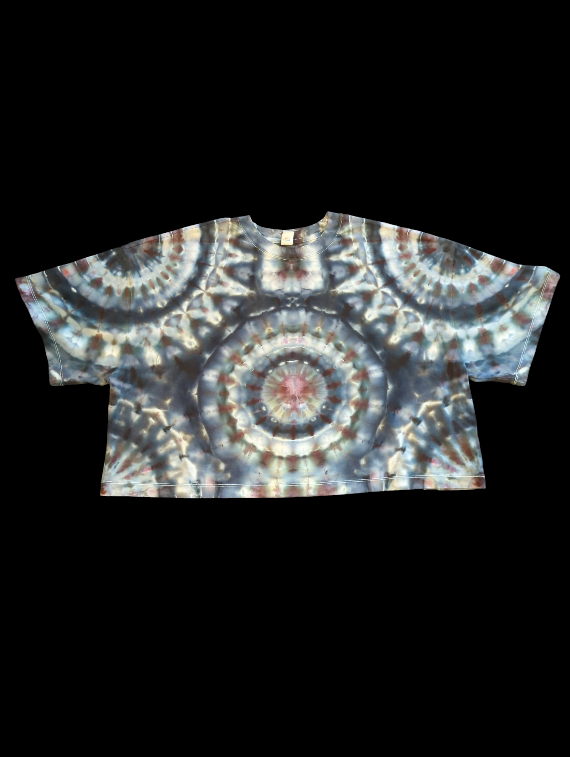 Monochrome Triple Mandala - Oversized Crop Top - Femme XL