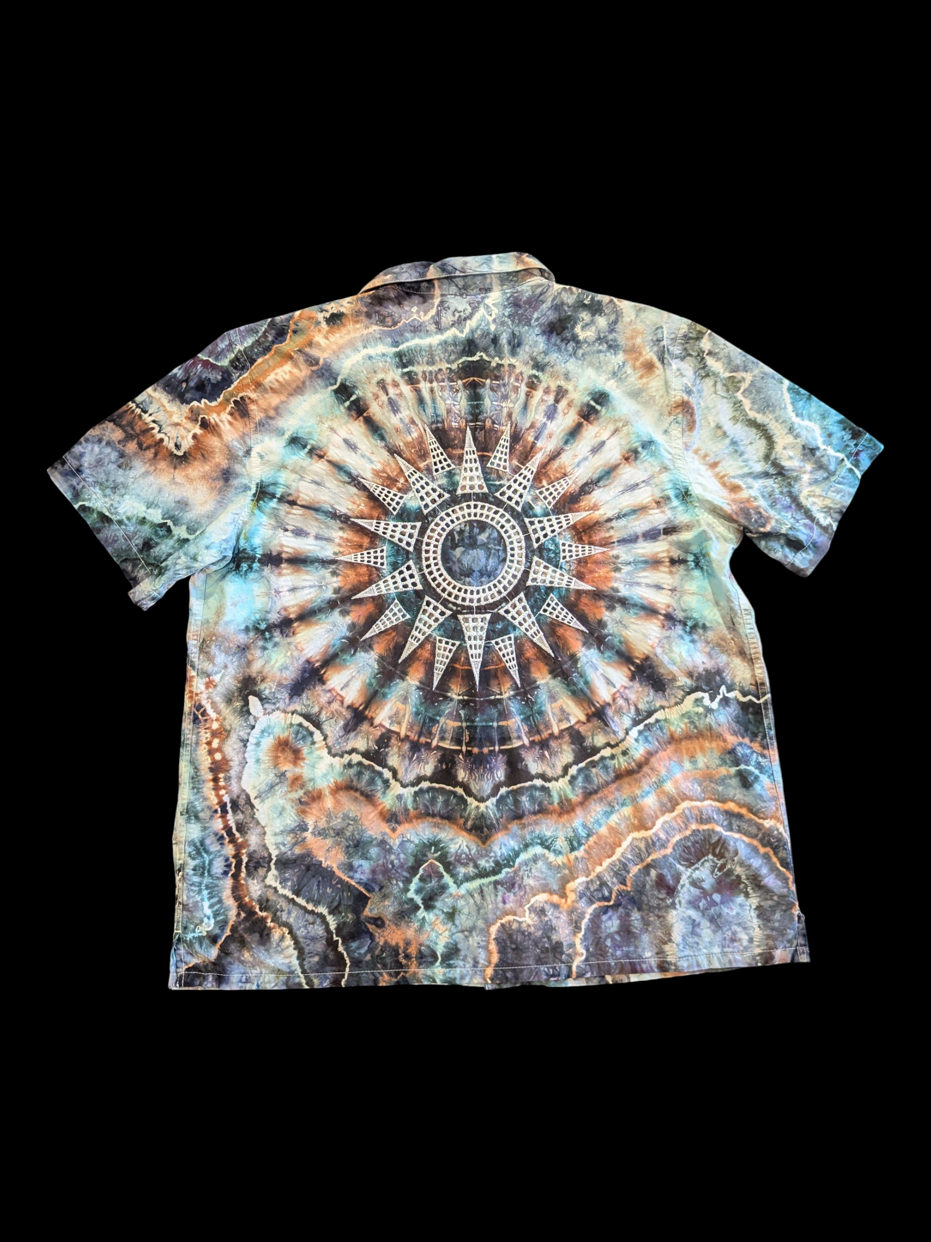 Blue Geode Sun - Unisex Button Up - Large