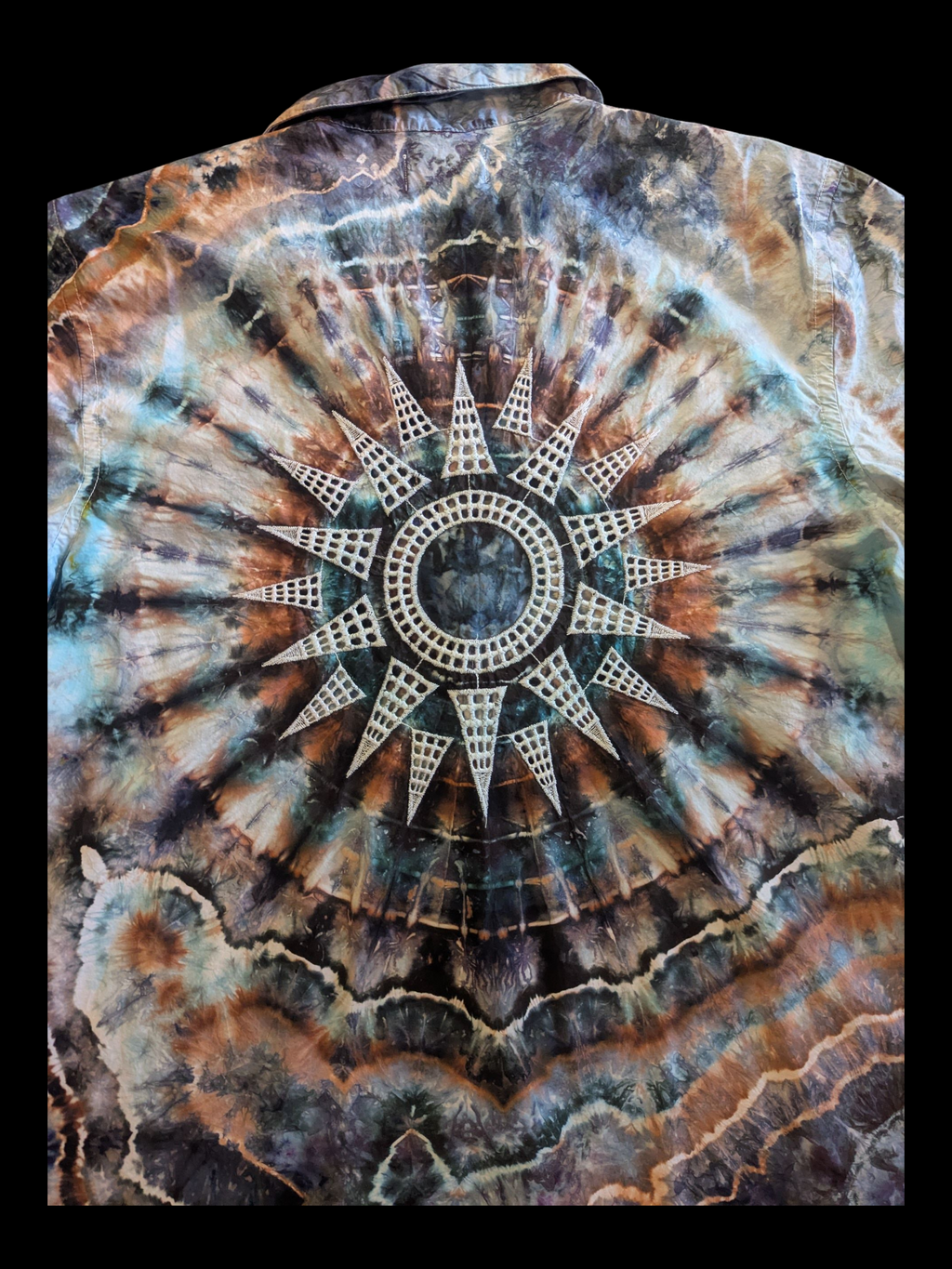 Blue Geode Sun - Unisex Button Up - Large