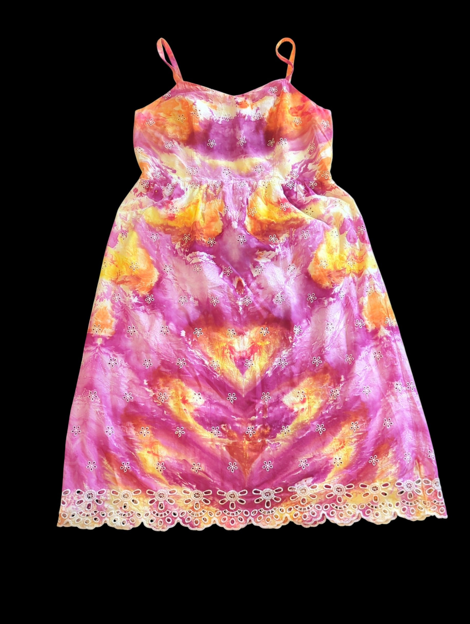 Sunset Bloom Embroidered Floral Maxi Sun Dress - Femme XL